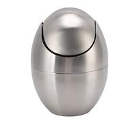 Miskall Desktop Trash Can Stainless Steel Egg Shape Swing Lid Mini Countertop Waste Bin for Bathroom Bedroom
