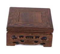 Miskall Piédestal de théière carrée, support de base de théière délicate en bois, Vase oriental solide, décoration de bonsaï pour le bureau à domicile(8x8x3.7 cm)