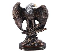 Miskall Statue d'aigle, Admirable Aigle, Détails Riches, Peinture Bronzée, Base Stable, Figurine d'aigle Patriotique pour Bureau, Café Familial