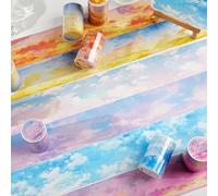 MisKepaa Scrapbook Cloud Lot de 6 rouleaux de ruban adhésif Washi en PET pour journalisation, journal indésirable, calendrier, planificateur, ordinateur portable, étui de téléphone (Sky Realm)