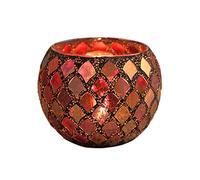 MISNODE Bougeoir en Verre Photophore Bol Bougeoir en Vrac Mosaïque Bougeoir Bougie Lampe Aromathérapie Candlescape Bol pour la Saint-Valentin Thanksgiving Table de Noël Centre de Table(Rouge)