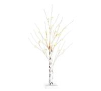 MISNODE Bouleau blanc pré-éclairé, décoration d'arbre de table, veilleuse LED avec guirlande lumineuse chaude, arbre lumineux gypsophile pour décoration de Noël, 45 cm