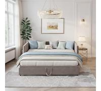 MISNODE Canapé-lit multifonction extensible 90/180 x 200 cm, canapé extensible à 2 places avec sommier à lattes, lit double en velours, gris, sans matelas (gris, 90/180 x 200 cm)