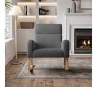 MISNODE Chaise à Bascule pour Chambre d'enfant, Fauteuil à Bascule Rembourré en Laine d'agneau, Fauteuil Confortable avec Poche Latérale, Dossier Haut, Appui-Tête pour Chambre d'enfant (Gris Foncé)