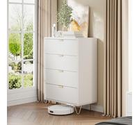 MISNODE Commode à Tiroirs Cannelés, Commode Moderne avec Design De Profil Incurvé, Organisateur De Tiroirs en Bois pour Chambre à Coucher, Salon, Couloir (4 Drawers)