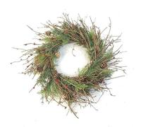 MISNODE Couronne de Fleurs d'herbe de Pampa, Couronne de Fleurs Séchées Rustiques d'automne, Couronne d'automne pour Porte D'entrée, Couronne de Pampa pour Toutes Les Saisons, (C)