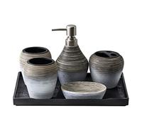 MISNODE Ensemble D'accessoires de Salle de Bain 5 Pièces Ensembles de Décoration de Salle de Bain en Céramique Accessoires Ensembles D'accessoires de Salle de Bain Mats pour Appartements,(A)
