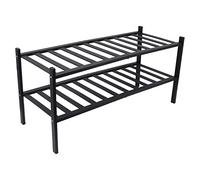 MISNODE Étagère à Chaussures à 2 Niveaux Étagère à Chaussures en Bois de Déformation Empilable Étagère à Chaussures sur Pied pour Balcon Noir pour Entrée et Placard Couloir Étagère Multifonctionnelle