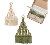 MISNODE Kit D'artisanat d'arbre de Noël en macramé pour Débutants, Kits de Bricolage d'arbre tissé en macramé de Noël avec Tutoriels, Décoration Murale de Noël en macramé, Kit en