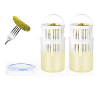 MISNODE Lot de 2 bocaux à cornichons avec insert passoire, récipient de rangement en plastique transparent pour cornichons, jalapeno pour la maison et la cuisine