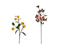 MISNODE Lot de 2 bouquets d'orange artificielle, branches de fleurs artificielles jaunes et oranges en soie artificielle pour décoration de maison, mariage, festival