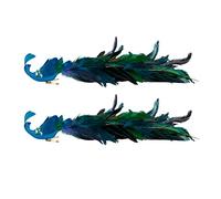MISNODE Lot de 2 décorations de Noël en forme de paon bleu, 48,3 cm de long avec plumes de paon, décoration de Noël à paillettes pour décoration d'arbre de maison