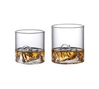 MISNODE Lot de 2 verres à whisky avec impression montagne - Verre à whisky - Verres à whisky - Gobelets à thé - Pour scotch, bourbon