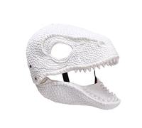 MISNODE Masque de dinosaure à mâchoire mobile, masque de dragon mobile, couvre-chef, costume de fête, Noël, cosplay, Halloween, blanc, 24,9 x 19,1 x 21,1 cm