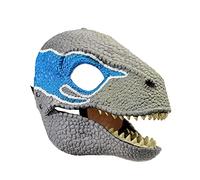 MISNODE Masque de dinosaure avec mâchoire ouverte, texture et couleur réalistes, yeux et sangle sécurisée, masque de dinosaure pour décoration d'Halloween (bleu)