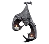 MISNODE Photophore mural chauve-souris, décoration noire à suspendre, applique murale gothique unique délicate pour la maison, le jardin, la décoration artisanale en résine