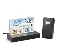 MISNODE Station météorologique professionnelle WLAN, station météo avec capteur, collecteur de pluie, prévisions météo et baromètre, thermomètre hygromètre avec affichage couleur (blanc)