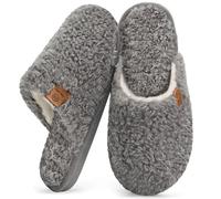 Misolin Chaussons Femme Homme Hiver Pantoufles Chaud Mémoire Mousse Confortable Cozy Antidérapants Automne Peluche Doublure Maison Intérieur/extérieur, Gris 40.5/42 EU=CN 290mm