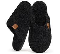 Misolin Chaussons Femme Homme Hiver Pantoufles Chaud Mémoire Mousse Confortable Cozy Antidérapants Automne Peluche Doublure Maison Intérieur/extérieur, Noir 40.5/42 EU=CN 290mm