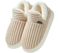 Misolin Chaussons Femme Pantoufles Homme Chaud Confortable Mousses à Mémoire Mules Automne Hiver Antidérapantes Légères et respirantes l'intérieur et l'extérieur,Kaki 290(EU 42-43)