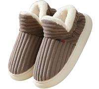 Misolin Chaussons Femme Pantoufles Homme Chaud Confortable Mousses à Mémoire Mules Automne Hiver Antidérapantes Légères et respirantes l'intérieur et l'extérieur,Café 290(EU 42-43)