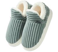 Misolin Chaussons Femme Pantoufles Homme Chaud Confortable Mousses à Mémoire Mules Automne Hiver Antidérapantes Légères et respirantes l'intérieur et l'extérieur,Gris-vert 290(EU 42-43)