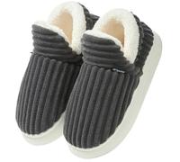 Misolin Chaussons Femme Pantoufles Homme Chaud Confortable Mousses à Mémoire Mules Automne Hiver Antidérapantes Légères et respirantes l'intérieur et l'extérieur,Noir 290(EU 42-43)