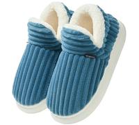 Misolin Chaussons Femme Pantoufles Homme Chaud Confortable Mousses à Mémoire Mules Automne Hiver Antidérapantes Légères et respirantes l'intérieur et l'extérieur,Bleu néon 290(EU 42-43)