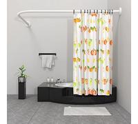 Misounda Tringle à Rideau de Douche L Forme, Barre De Douche Angle en Acier Inox, 75x170 cm Barre Rideau Douche Blanc Réglable avec Anneaux, pour Salle de Bain Baignoire Vestiaire