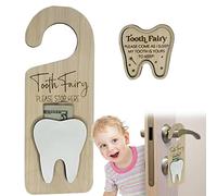 MISOYER Cintre de Porte de Dents d'enfants, Porte-Monnaie en Bois Décors de fée des Dents avec casier, Boîte de ramassage des Dents Cadeau de Noël pour Filles, garçons