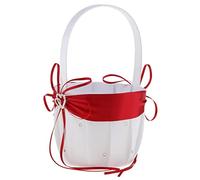 misppro 1 panier romantique pour demoiselle d'honneur avec grand nœud et perles - Décoration en cristal et strass - Pour fête de cérémonie - Rouge vin