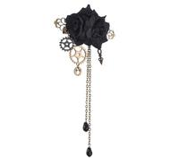 misppro Broche steampunk avec chaîne à pompons pour femme - Accessoire gothique vintage - Noir