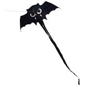 misppro Cerf-volant fantaisie en forme de chauve-souris à longue queue pour activités de plein air, parc, plage, vacances, noir, 150 x 56 cm