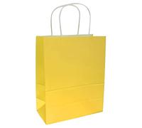 misppro Lot de 10 sacs cadeaux de fête de mariage en papier avec poignée - Jaune - Grand format 33 x 26 x 12 cm