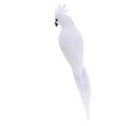 misppro Oiseau artificiel à plumes en mousse - Statue de perroquet - Blanc