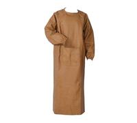 misppro Tablier de travail imperméable en cuir synthétique résistant au feu - Tablier de protection à manches longues avec poches pour soudeurs, forgerons, menuiserie - Marron