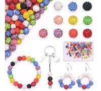 Mispudin 100 Pcs Perles de Boule Disco, 6mm Perle Ronde Strass Clay beads, Perles Shamballa Strass, 10 Couleurs Perle Cristal Argile pour Bracelet Collier Partie Décoration