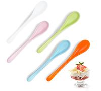 Mispudin 20 Pièces Petite Cuillere Plastique Reutilisable, 12,5cm Mini Cuillères à Cafe, Dessert, Glace, Thé, Yaourt, Gateau, œuf - Idéal pour Verrine, Apéritif, Pots à Épices, 5 Couleurs