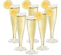 Mispudin 30 Pièces Flute Champagne Plastique, 130ml Paillettes Doré Verre Champagne Reutilisable, Élégantes Flûte Coupe pour Mariages, Anniversaires, Fêtes, Jardin