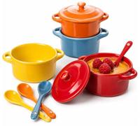 Mispudin 4 Mini Cocotte Individuelle, 175ml Ramequins en Porcelaine