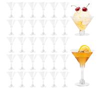 Mispudin Lot de 30 Verres à Martini en Plastique Réutilisables, 150ml Verres à Cocktail Transparent, Tasse à Dessert Martini pour Vin, Mariage, Anniversaire, Buffets, Fêtes
