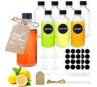 Mispudin Mini Bouteille Verre, 8 x 100ml Petite Bouteille Shot de Jus Vide, Fiole en Verre Shot pour Gingembre, Mignonette, Essentielles - Avec Entonnoir, Étiquette, Stylo, Pinceau