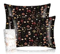 Miss Adola Lot de 2 taies d'oreiller en soie - Taille standard 50x75 cm - En soie de mûrier - Pour cheveux et peau - Avec fermeture éclair dissimulée - Motif esthétique - Protège-oreiller pour femmes