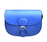 Miss B - Sac femme élégant avec fermeture centrale et bandoulière amovible, sac fille couleur unie 100 % fabriqué en Italie, sac d'épaule de soirée ou de marche - Fermeture par passant, Bleu roi,