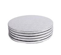 Miss Bakery's House® Cake Drum - 12 mm - Ø 34 cm - argenté - 4 pièces - plateau de gâteau épais - stable - recouvert d'un film - transporter sûr des gâteaux - couches de pile