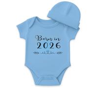 Miss Chapas | Ensemble Bébé Born in 2026" Body + Bonnet - Cadeau de Naissance Original, Baby Shower, Noël | Nouveau-né | Présenté dans une Boîte Kraft Prêt à Offrir (AZUL, 3M)