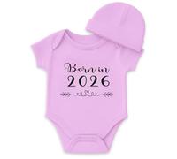 Miss Chapas | Ensemble Bébé Born in 2026" Body + Bonnet - Cadeau de Naissance Original, Baby Shower, Noël | Nouveau-né | Présenté dans une Boîte Kraft Prêt à Offrir (ROSA, 3M)