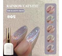 Miss Comoy Vernis à ongles Chat's Eye 15 ml arc-en-ciel laser, nouveau célébrité Internet populaire en 2025, éclat d'éclair de boules de verre translucides colorées ressemblant à des petites ampoules