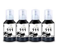 Miss Deer 111 Encre Compatible avec Epson 111 Bouteille d'encre pour ET-M1120 ET-M1170 ET-M1180 ET-M1100 ET-M1140 ET-M2120 ET-M2140 ET-M2170 ET-M3180 ET-M3140 ET-M3170 (4 Noir)