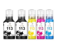 Miss Deer 113 Encre Compatible avec Epson 113 Bouteille d'encre pour ET-5150 ET-5170 ET-5850 ET-5800 ET-16600 ET-16150 ET-16650 ET-15000 ET-5100 ET-5160 ET-5880 (2 Noir 1 Cyan 1 Magenta 1 Jaune)